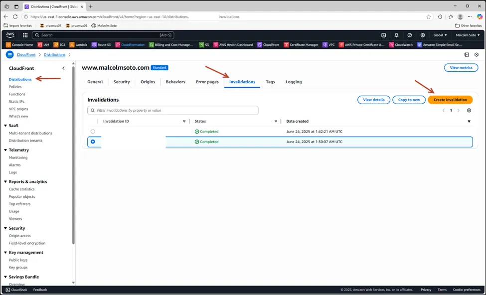 CloudFront Invalidation Step 1