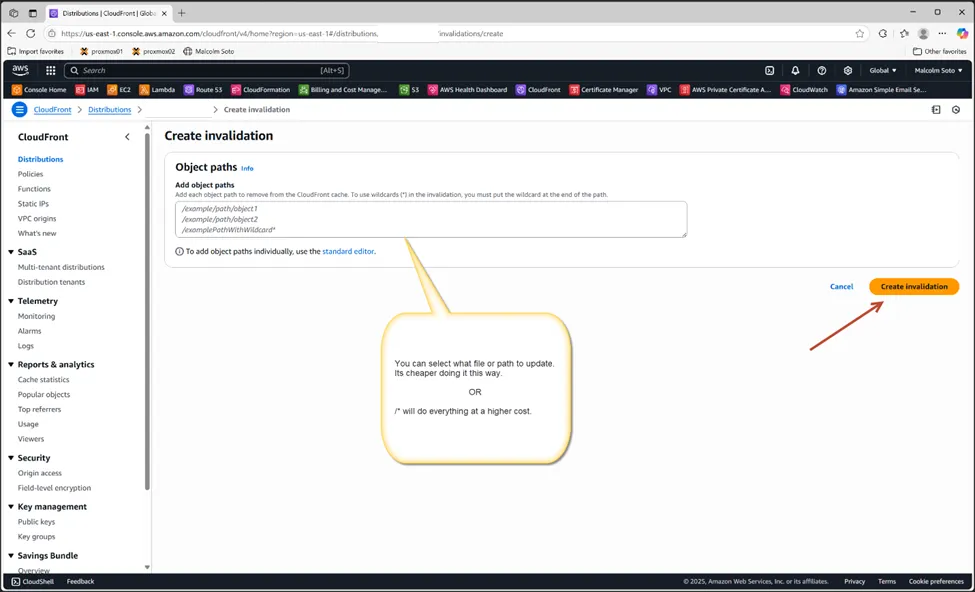 CloudFront Invalidation Step 5