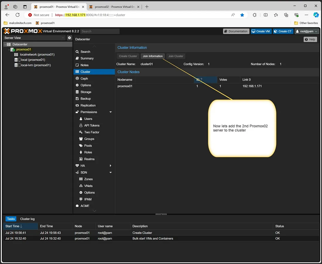 Join Information screen