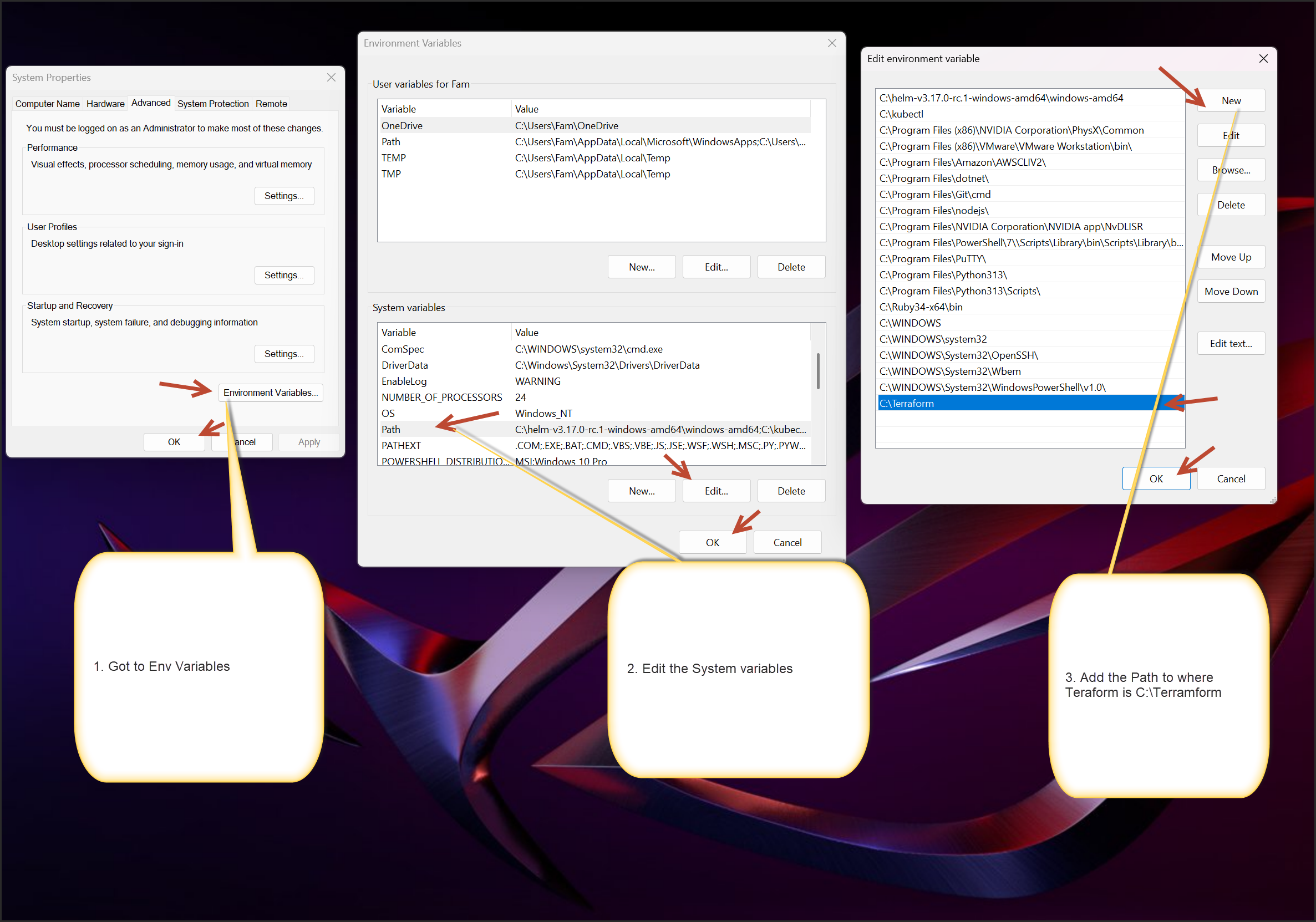 Adding Terraform folder to Windows PATH